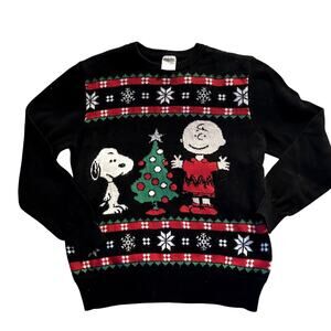 Peanuts Christmas Sweater Charlie Brown and Snoopy Men's L Women's XL